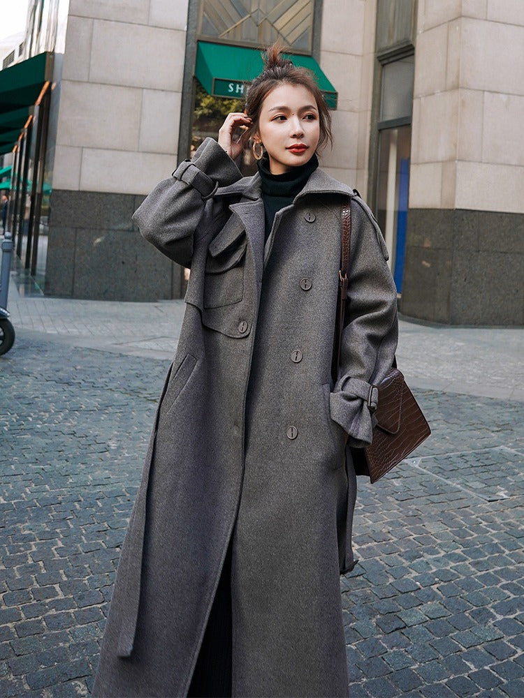Hepburn Style High-End Fashion Woolen Women's Coat - Harmony Gallery