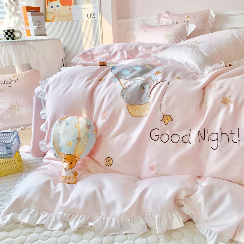 Cute Little Elephant Tencel Four-Piece Bed Set - Harmony Gallery