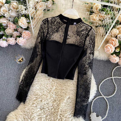 Sexy Lace Hollow Halter Western Chain Link Women's Top - Harmony Gallery