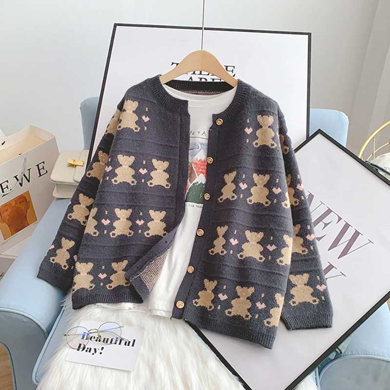Early Bear Outer Wear Loose Knit women's Cardigan - Harmony Gallery