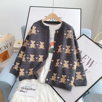 Early Bear Outer Wear Loose Knit women's Cardigan - Harmony Gallery