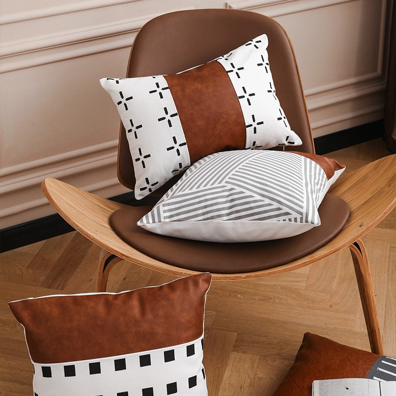 Simple Modern Nordic Leather Stitching Sofa Cushion - Harmony Gallery