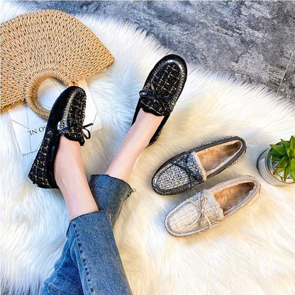 Trendy Winter Leather Non-Slip Women's Flat Loafer - Harmony Gallery