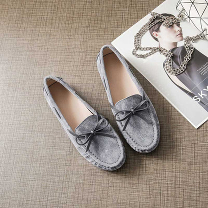 Genuine Leather Comfy Scoop Frosted Flat Women's Loafer - Harmony Gallery