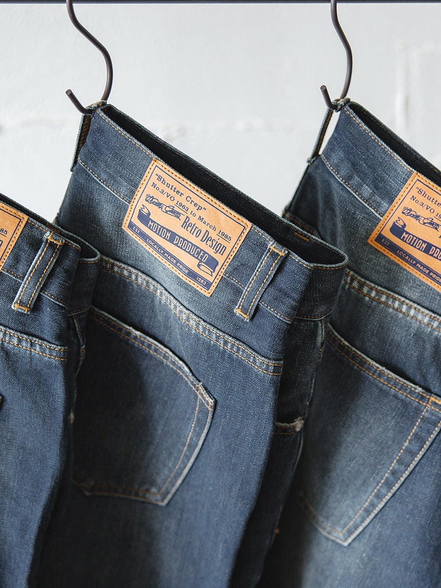 Tooling Retro Washed Ripped Slim-Fit Nine-Point Men's Jeans - Harmony Gallery