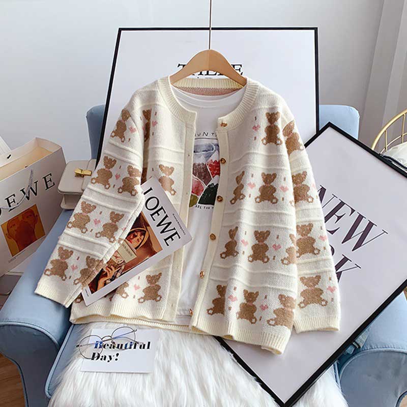Early Bear Outer Wear Loose Knit women's Cardigan - Harmony Gallery