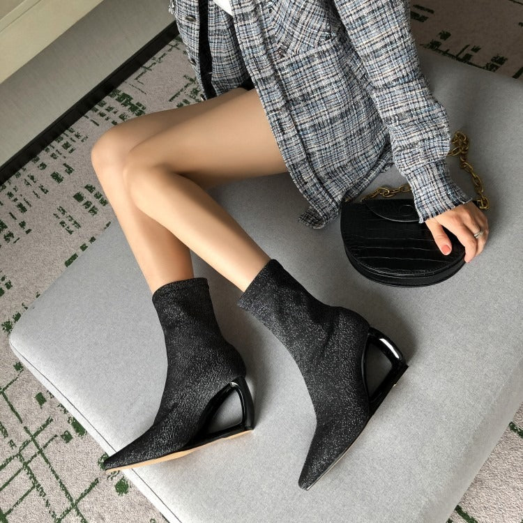 High-Heeled Celebrity Skinny Elastic Hollow Women's Boots - Harmony Gallery