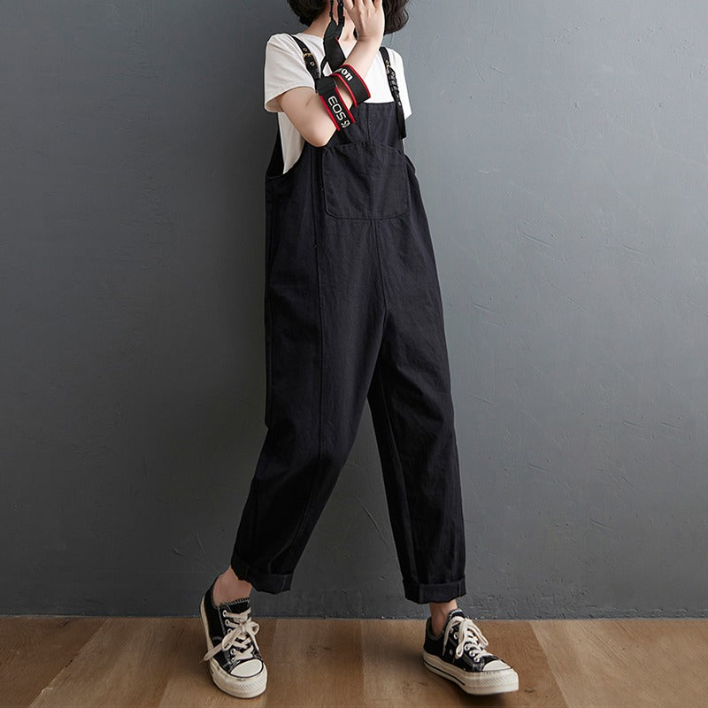 Solid Color Crotch Casual Women's Overall - Harmony Gallery