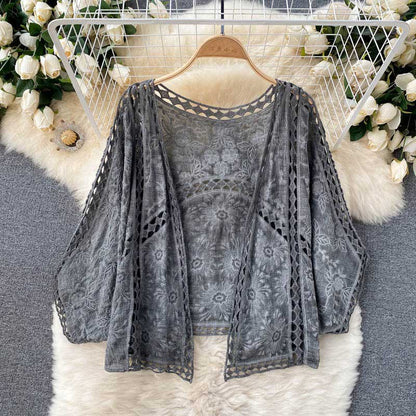 Bohemian Retro Hollow Crochet All-Match Women's Cropped Top - Harmony Gallery