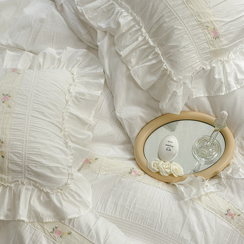French Romantic Fairy White Washed Cotton Five-Piece  Bed Set - Harmony Gallery