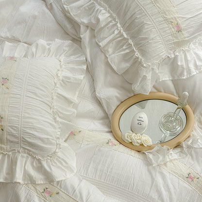 French Romantic Fairy White Washed Cotton Five-Piece  Bed Set - Harmony Gallery
