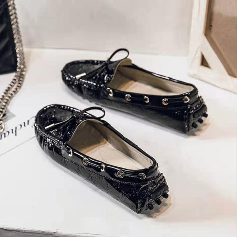 Patent Leather Round Head Bright Comfy Women's Loafer - Harmony Gallery