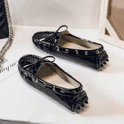Patent Leather Round Head Bright Comfy Women's Loafer - Harmony Gallery