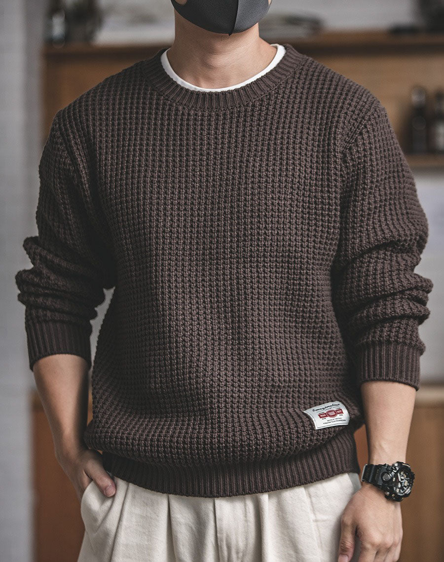 Tooling Retro Loose Round Neck Woolen Men's Sweater - Harmony Gallery