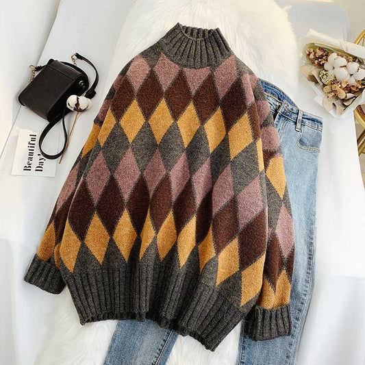 Cherry Short Christmas New Year Loose Women's Sweater - Harmony Gallery