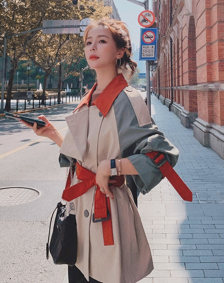 Mid-Length Windbreaker British Style Women's Jacket - Harmony Gallery