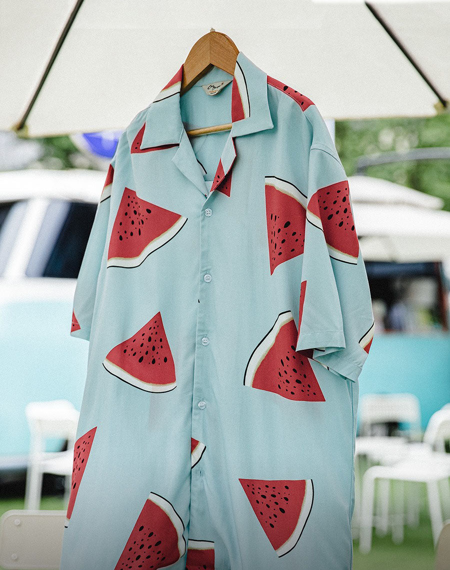 Workwear Watermelon Retro Yuppie Hawaiian Print Men's Shirt - Harmony Gallery