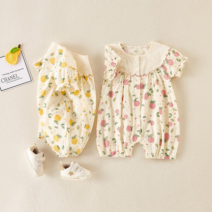 Summer Thin One-Piece Cute Full Moon Baby Girl Romper - Harmony Gallery