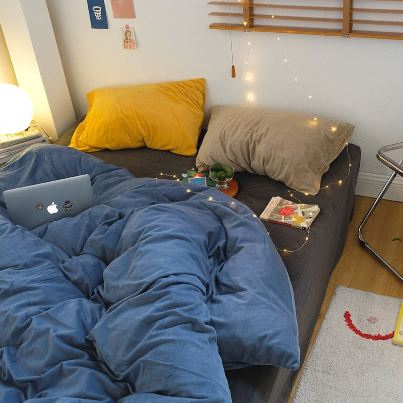 Mix and Match Warm Winter Four-Piece Velvet Bed Set - Harmony Gallery