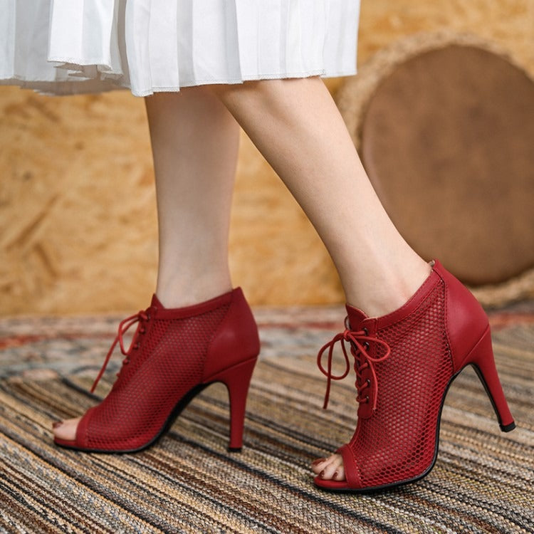 Lace-Up Open Toe Summer High Heels Women's Shoes - Harmony Gallery