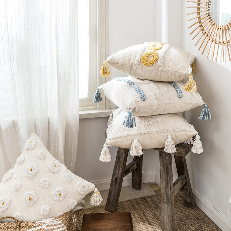 Handmade Bohemian Style Indian Tufted Pillow Cushion - Harmony Gallery