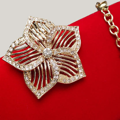 Bridal Evening Diamond Red Velvet Square Hand Bag - Harmony Gallery