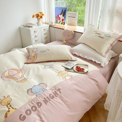 Pet Paradise Cartoon Cotton Four-Piece Bed Set - Harmony Gallery