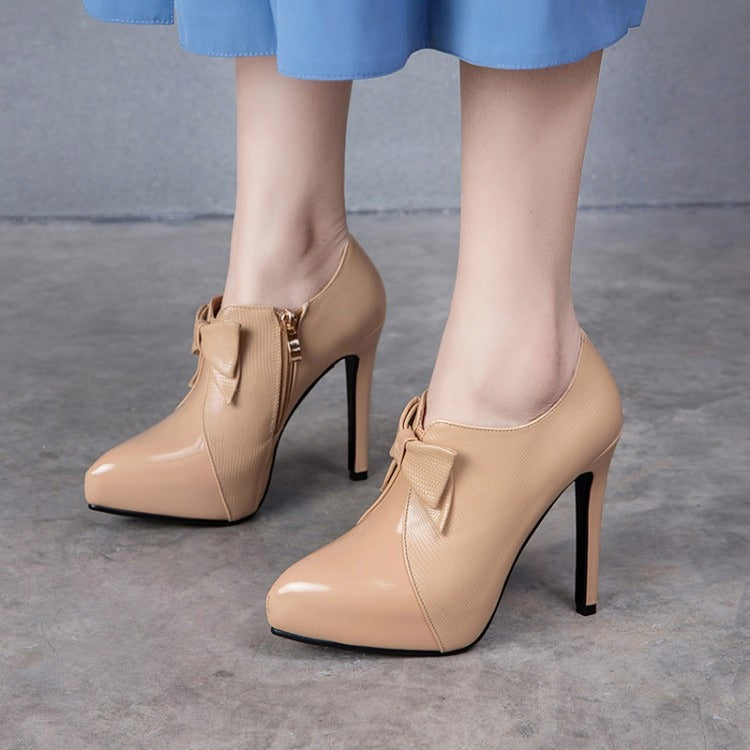 Side Zipper Deep Mouth Super High Heels Women's Shoes - Harmony Gallery