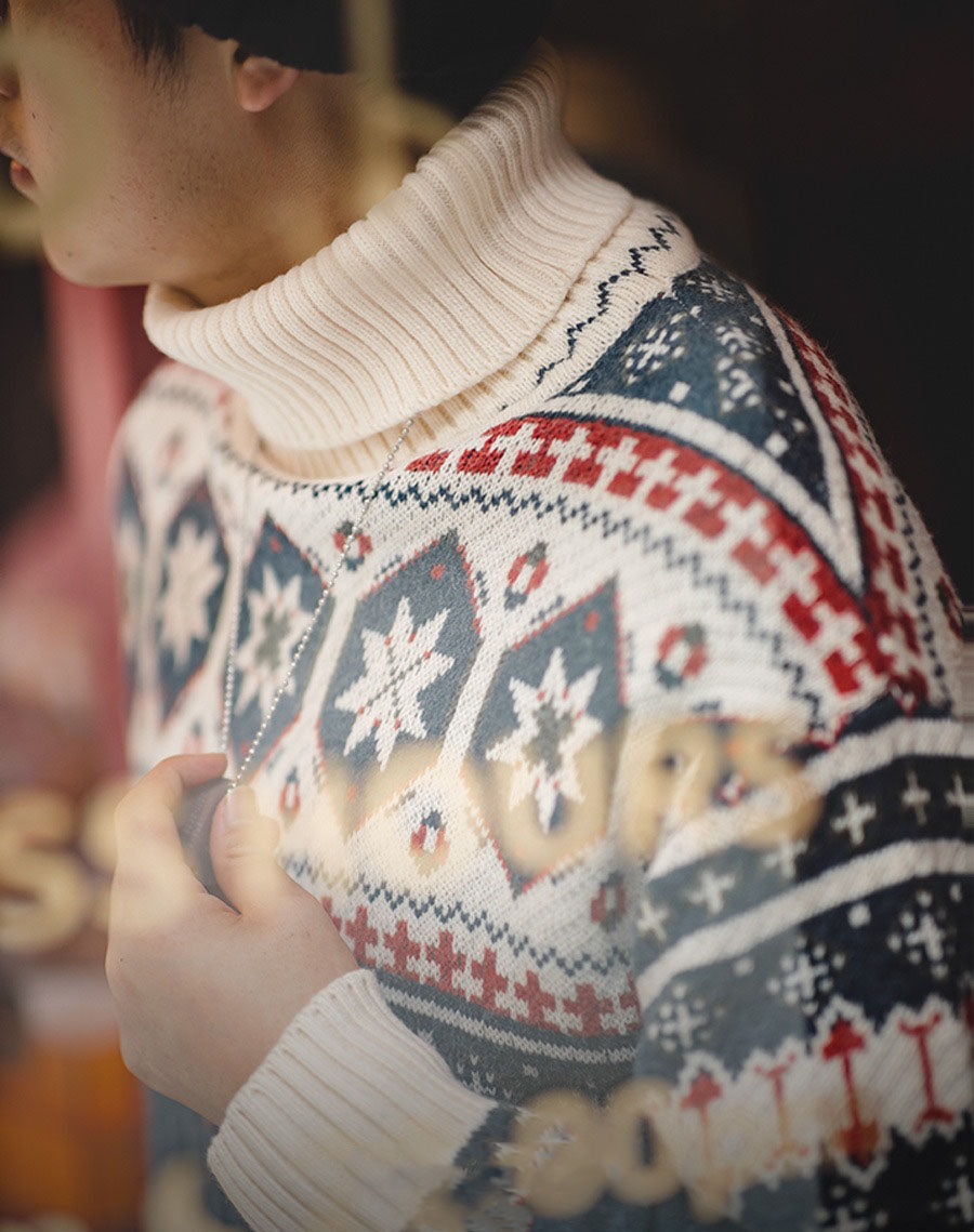 Workwear Retro Fair Isle Jacquard Warm Men's Sweater - Harmony Gallery