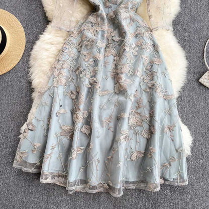 Embroidery Summer Mesh Elegant High End Women's Dress - Harmony Gallery