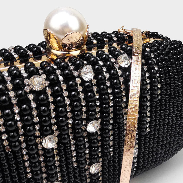 Pearl Rhinestone High-End Diamond Chain Clutch Bag - Harmony Gallery