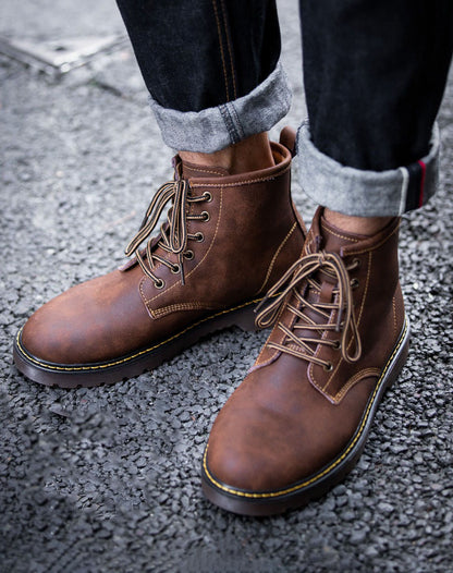 Martin Style British High-Top Winter Leather Unisex Boot - Harmony Gallery
