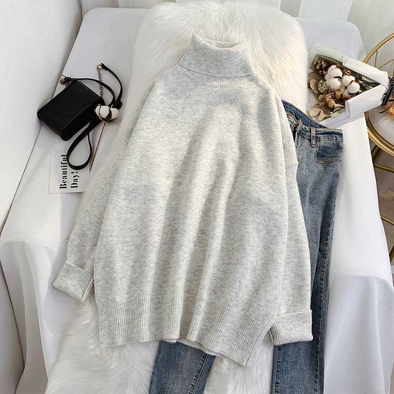 All-Match High Collar Loose Women's Sweater - Harmony Gallery
