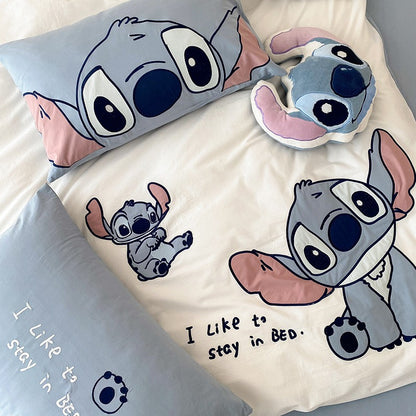 Cute Washed Cotton Disney Stitch Four-Piece Bed Set - Harmony Gallery