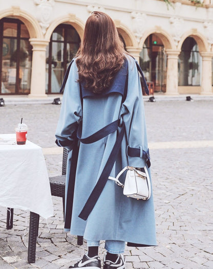 Color Contrast Woolen Goddess Fan Women's Coat - Harmony Gallery