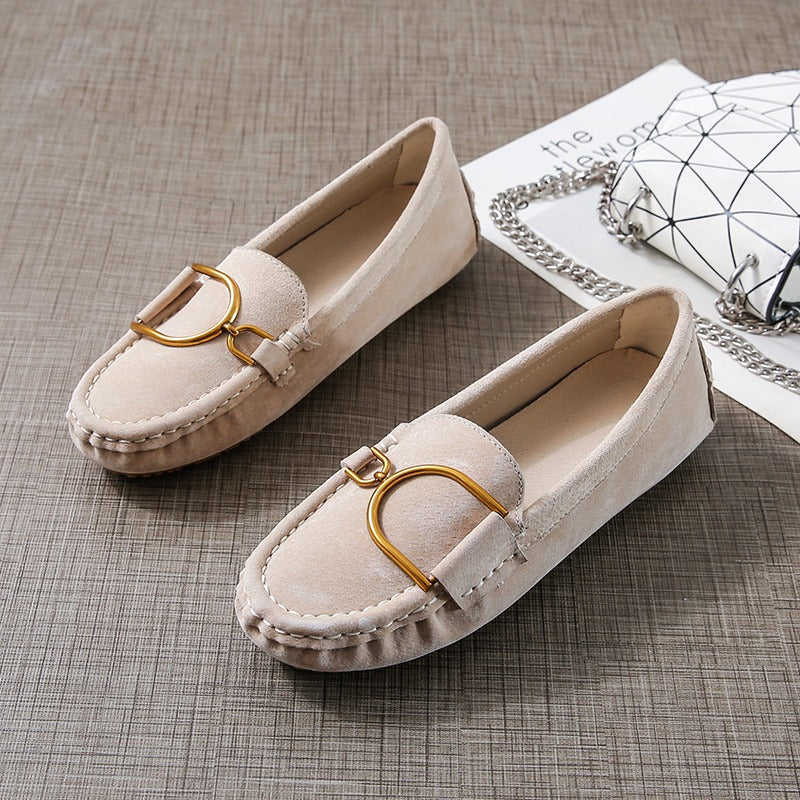 Leather Beanie Soft-Soled Comfortable Flat Women's Loafer - Harmony Gallery