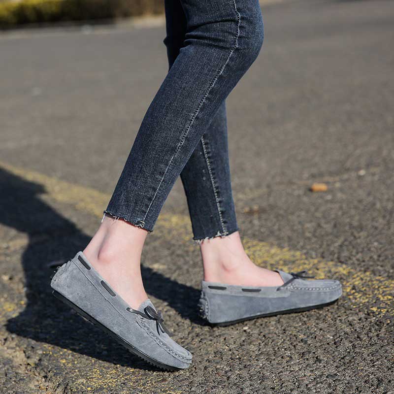 Genuine Leather Comfy Scoop Frosted Flat Women's Loafer - Harmony Gallery