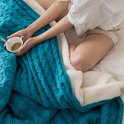 Princess Wind Knitted Tassel Plus Velvet Towel Sofa Blanket - Harmony Gallery