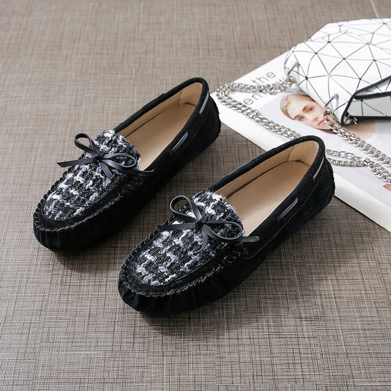 Trendy Winter Leather Non-Slip Women's Flat Loafer - Harmony Gallery