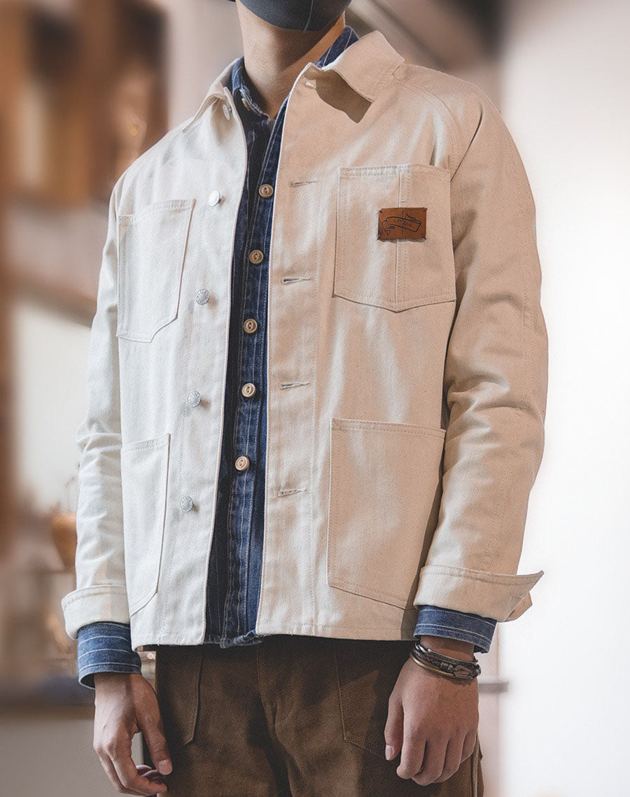 Casual Tooling French Retro Hunting Denim Slim Men's Coat - Harmony Gallery