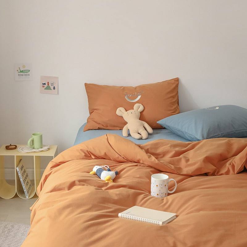 Washed Cotton Four-Piece Color Matching Princess Bed Set - Harmony Gallery