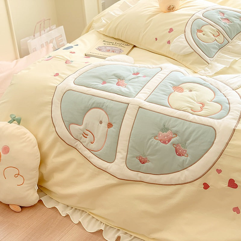 Cute Fairy Little Duck Washed Cotton Four-Piece Bed Set - Harmony Gallery