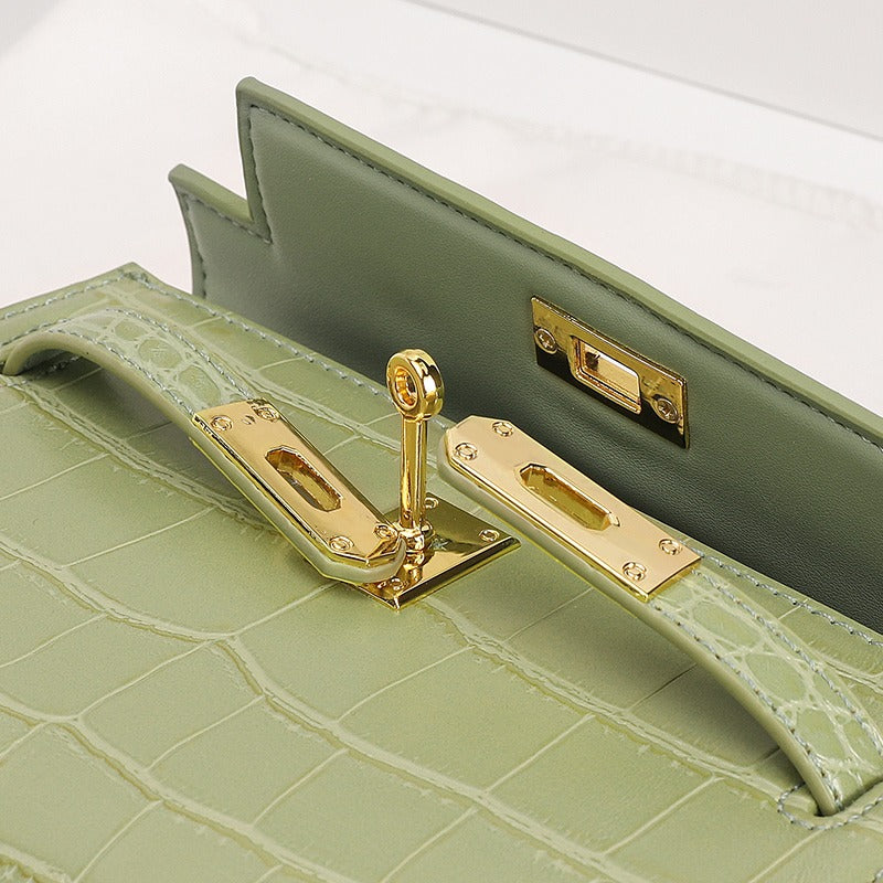 Kelly Leather Crocodile Pattern Women's Portable Bag - Harmony Gallery
