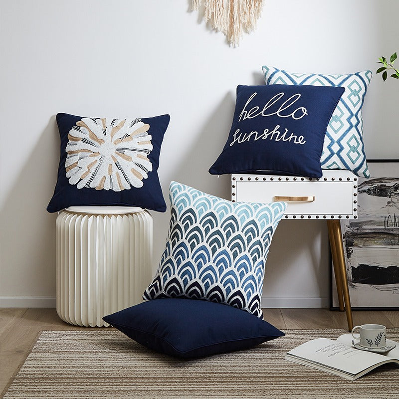 American Embroidery Cotton Living Room Sofa Cushion - Harmony Gallery