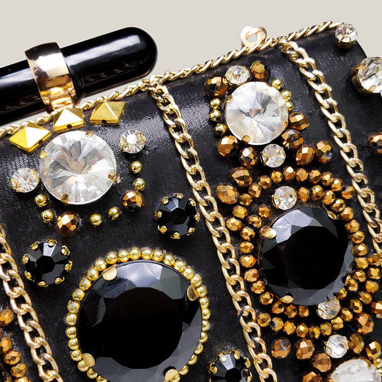 French Stylish Black Mini Women's Evening Clutch Bag - Harmony Gallery