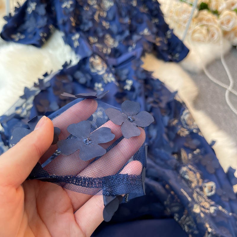 Light Luxury Retro Embroidery Petal High End Women's Dress - Harmony Gallery