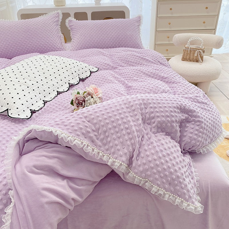 Princess Winter Milk Four-Piece Double-Sided Velvet Bed Set - Harmony Gallery