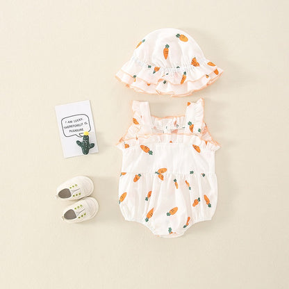 Short-Sleeved Summer Triangle One-Piece Baby Girl's Romper - Harmony Gallery
