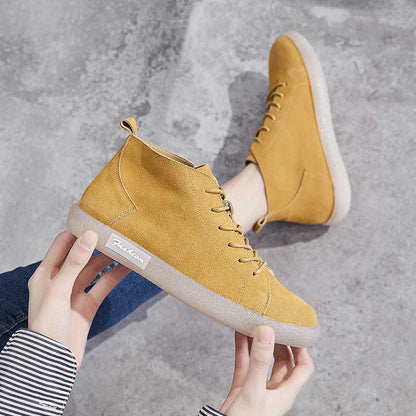 Mori Retro High-Top Frosted Leather Women's Shoes - Harmony Gallery