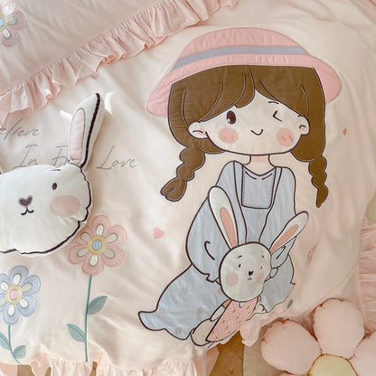 Girl's Heart Cute Lola Girl Cotton Four-Piece Bed Set - Harmony Gallery